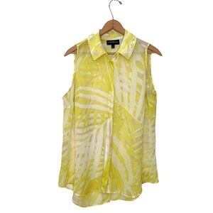 Lane Bryant Yellow and White Sleeveless Blouse